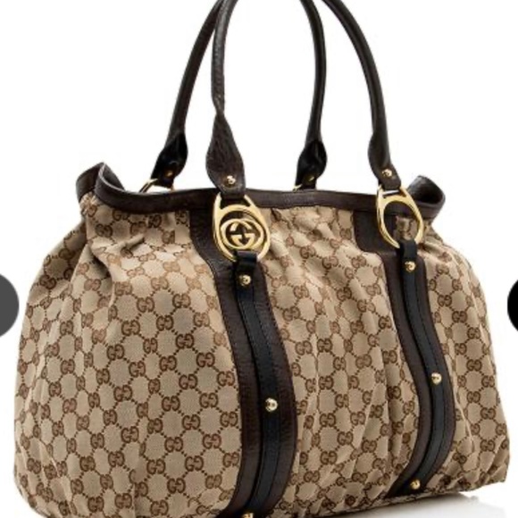 Gucci interlocking tote bag duffle medium large brown travel canvas d - Picture 4 of 14